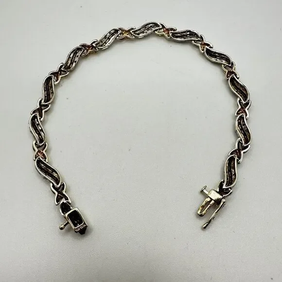 8" genuine diamond and vermeil over sterling silver, stamped bracelet! - Picture 7 of 10